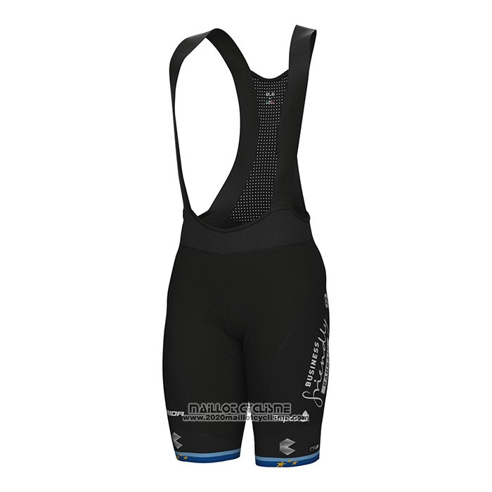 2022 Maillot Cyclisme European Champion Bahrain Victorious Bleu Blanc Manches Courtes et Cuissard
